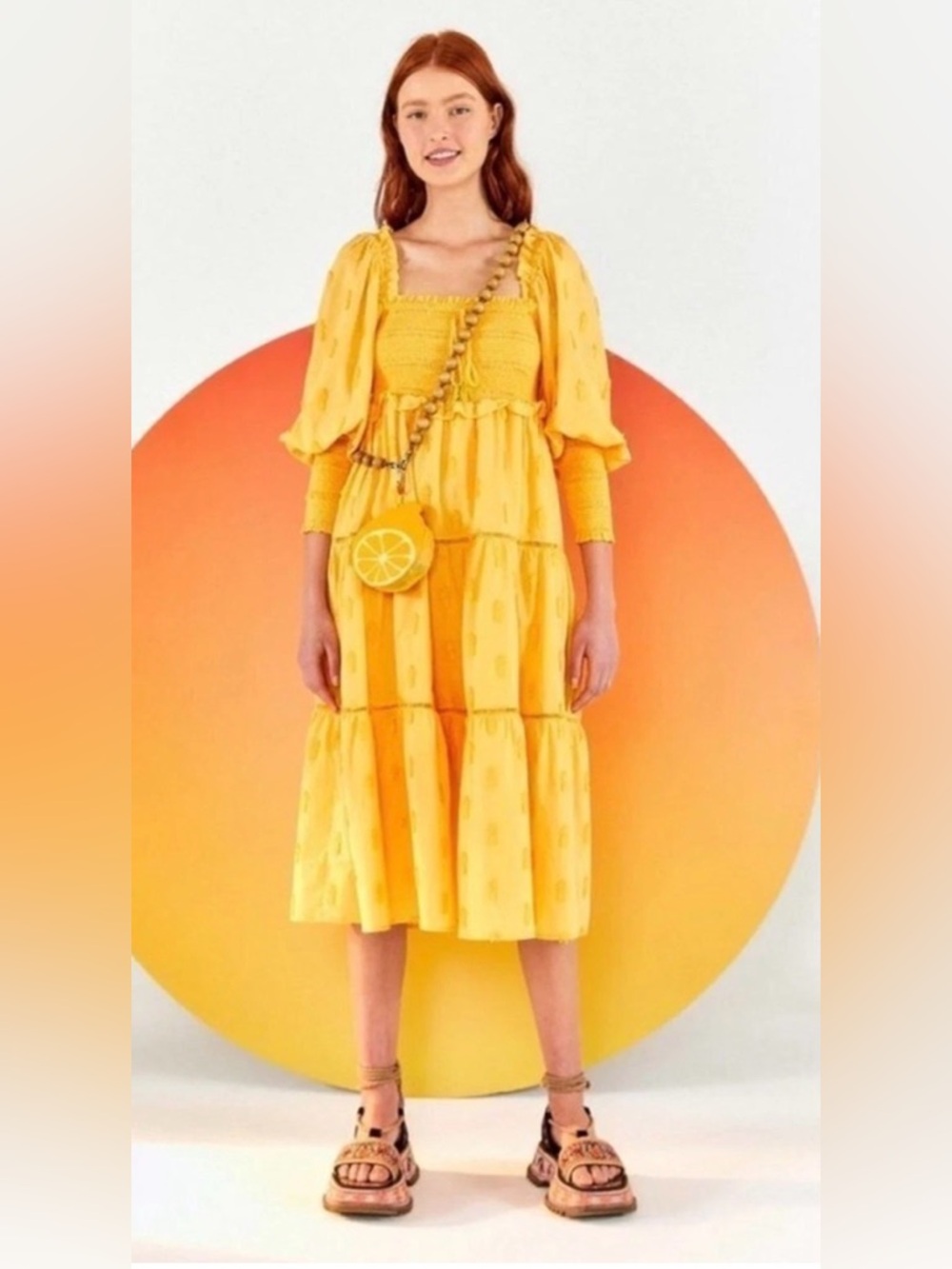 Farm Rio 3D Pineapple Midi Dress – Yellow